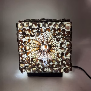Lampe Coquillage Boho - Carré Torsadé Chocolat - 15cm