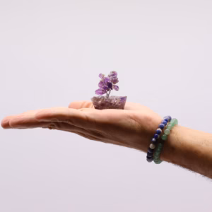 Eske med 12 Mini Gemstone Tree på Orgonittbase - Assortert Blanding (15 Steiner)