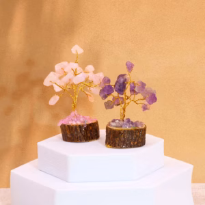 Caja de 12 Mini Árboles de Piedras - Base Madera - Mix 15 Piedras
