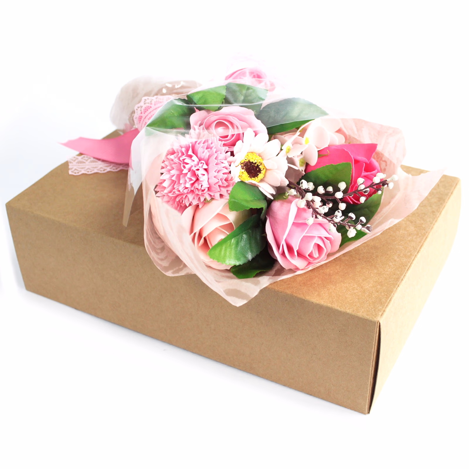 How to Build a Natural Soap Gift Box 4 Boxed Hand Soap Flower Bouquet — Pink, A Ready-Made Natural Soap Gift