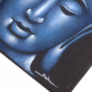 Boeddha Schilderij - Blauw & Zandkleurige Afwerking