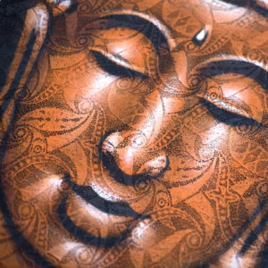Tableau Bouddha - Détails Brocart Cuivré