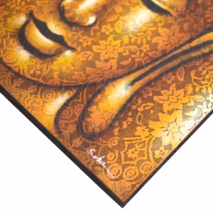 Buddhatavla - Guld med Brokad-detalj