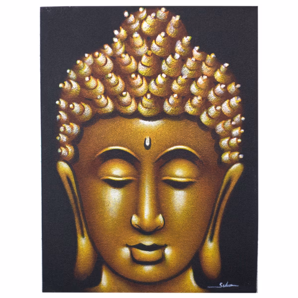Boeddha Schilderij - Goud & Zandkleurige Afwerking