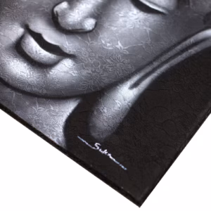 Buddah Maleri - Grå Brokade - Detalje