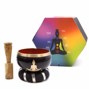 Klangskålsset Svart & Orange - Buddha 10.7cm