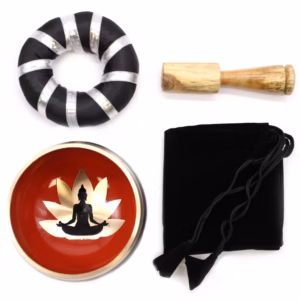Klangskålsset Svart & Orange - Buddha 10.7cm