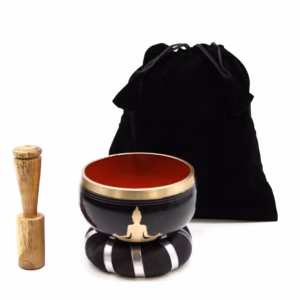 Klangskålsset Svart & Orange - Buddha 10.7cm