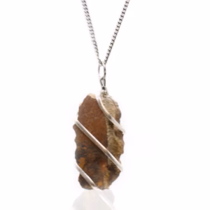 Cascade Wrapped Halskæde med Ædelsten - Rough Tiger Eye