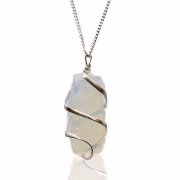 Collar de Piedras Preciosas en Forma de Cascada - Opalita en Bruto