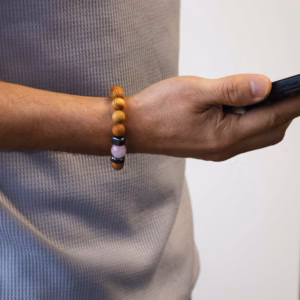Pulsera de Cedro - Chakra del Corazón - Cuarzo Rosa