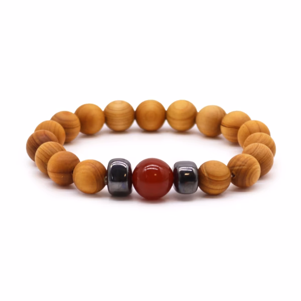 Pulsera de Cedro - Chakra Raíz - Jaspe Rojo