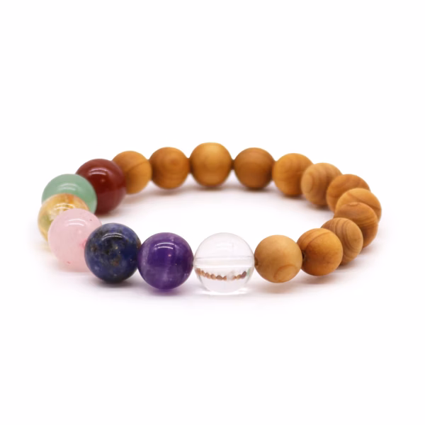 Sju Chakra Armband av Cederträ