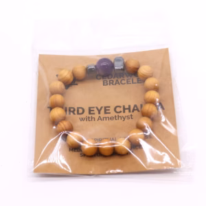 Cederhout Derde Oog Chakra Armband met Amethist