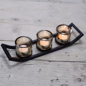 Centerpiece Lysestage til Fyrfadslys i Jern - 3 Cup Ledge