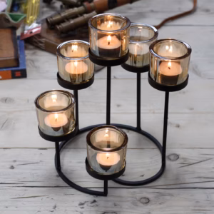 Votive Ijzeren Kandelaar - 6 Kaarsen