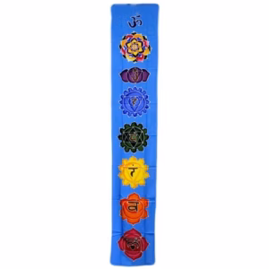 Batikwandtücher aus Bali Chakra - Banner - Himmelsblau - 183x35cm