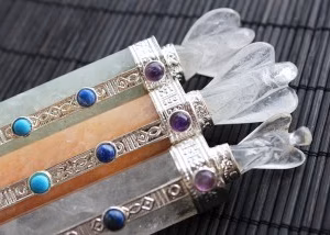 Chakra Staaf met Engel - Gouden Kristal