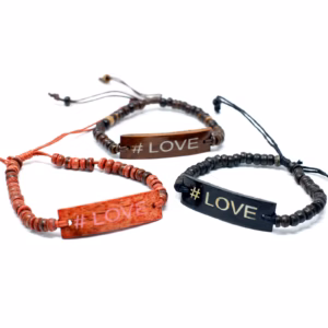 Kokosarmband med Slogan - #Love