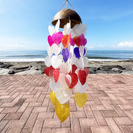 Carrillón de Coco y Capiz - Corazónes Grandes - 40cm