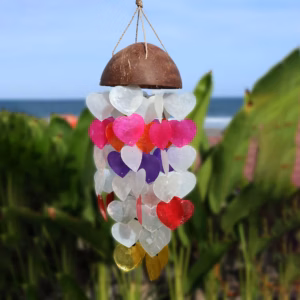 Carrillón de Coco y Capiz - Corazónes Grandes - 40cm