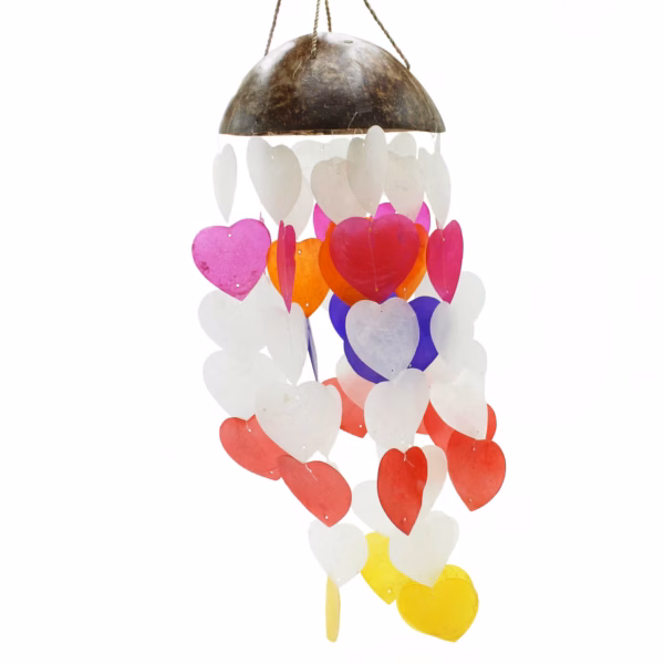 Carrillón de Coco y Capiz - Corazónes Grandes - 40cm