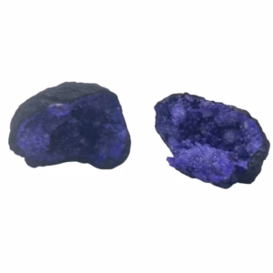 Coloured Calsite Geodes - Black Rock - Blue