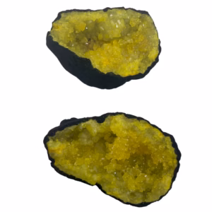 Farbige Calcit - Geoden - Schwarzer Stein - Gelb