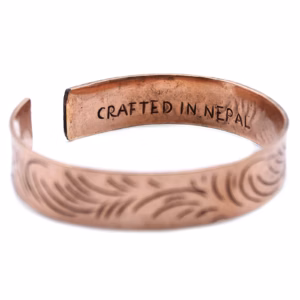 Copper Tibetan Bracelet - Slim Tribal Swirls