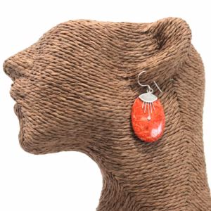 Coral Style 925 Silver Earring - Oval Décor