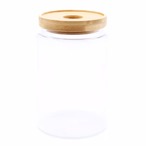 Glasburk med Bambulock - 15cm