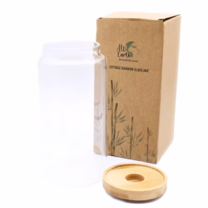 Glasburk med Bambulock - 15cm