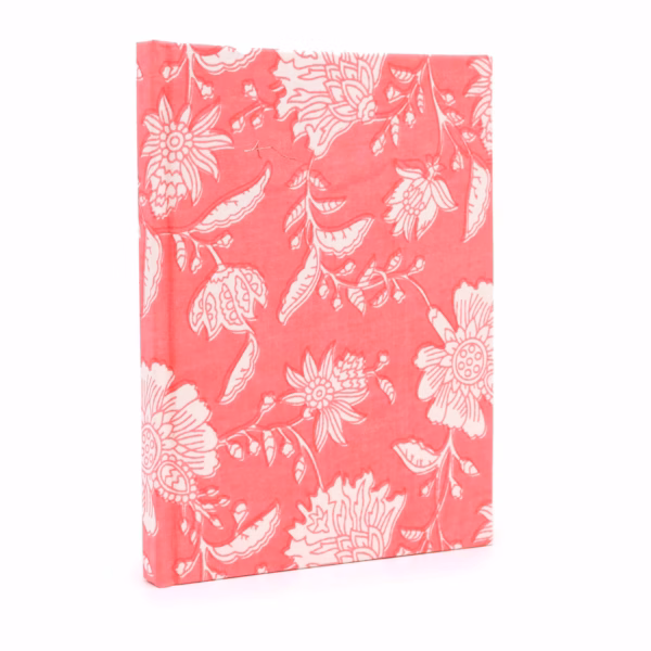 Bomuldsindbundne Notesbøger - 96 Sider - Lyserød Floral