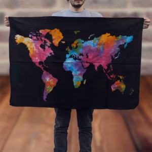 Cotton Wall Art - World