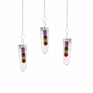 Kristal Pendel - 7 Chakra - Gebonden Platte Hangers met Dunne Punt