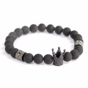 Bracelet Pierre Fine - Couronne Cristal/ Agate Noire