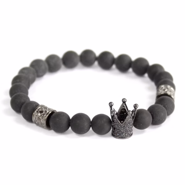 Edelsteen Armband - Kristal Kroon - Zwarte Agaat