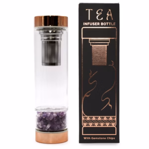 Flaske med Te i Krystalglas - Rose Gold - Amethyst