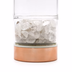 Crystal Glass Tea Infuser Bottle - Rose Gold - Rock Quartz