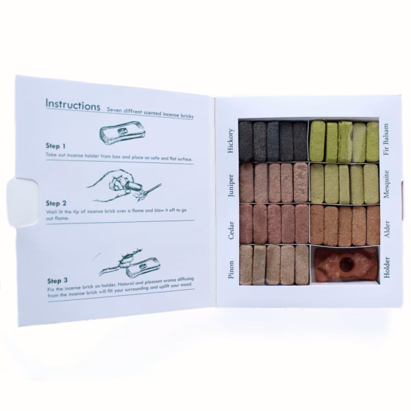Display - Set mit 70 Räuchersteinen und Brenner - 7 Earthy Himalaya Incenso