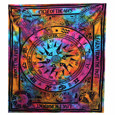 Bedsprei/wandkleed Katoen - Dubbel - Cirkel der Eeuwen - 235x210cm