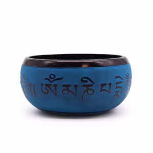 Klangschale aus Erdpulver - Blue Mantra Five Buddha - 16cm