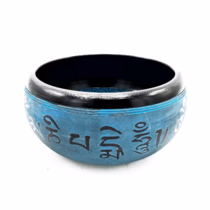 Klangschale aus Erdpulver - Blue Mantra Five Buddha - 16cm