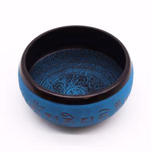 Klangschale aus Erdpulver - Blue Mantra Five Buddha - 16cm