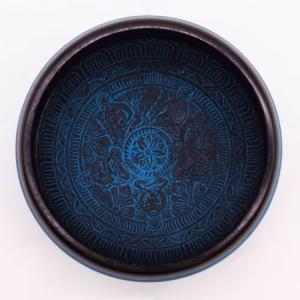 Klangschale aus Erdpulver - Blue Mantra Five Buddha - 16cm