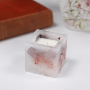 Duftlys - Firkantet Krukke - Rose - Liten