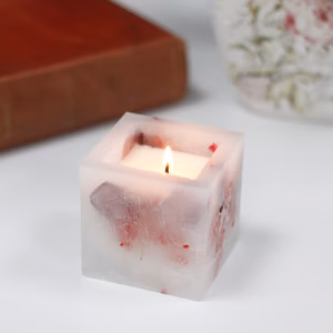 Duftlys - Firkantet Krukke - Rose - Liten