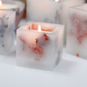 Duftlys - Firkantet Krukke - Rose - Liten