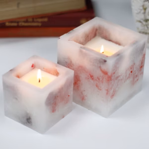 Duftlys - Firkantet Krukke - Rose - Liten