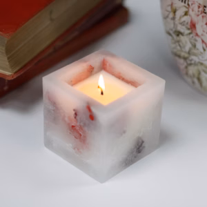 Duftlys - Firkantet Krukke - Rose - Liten